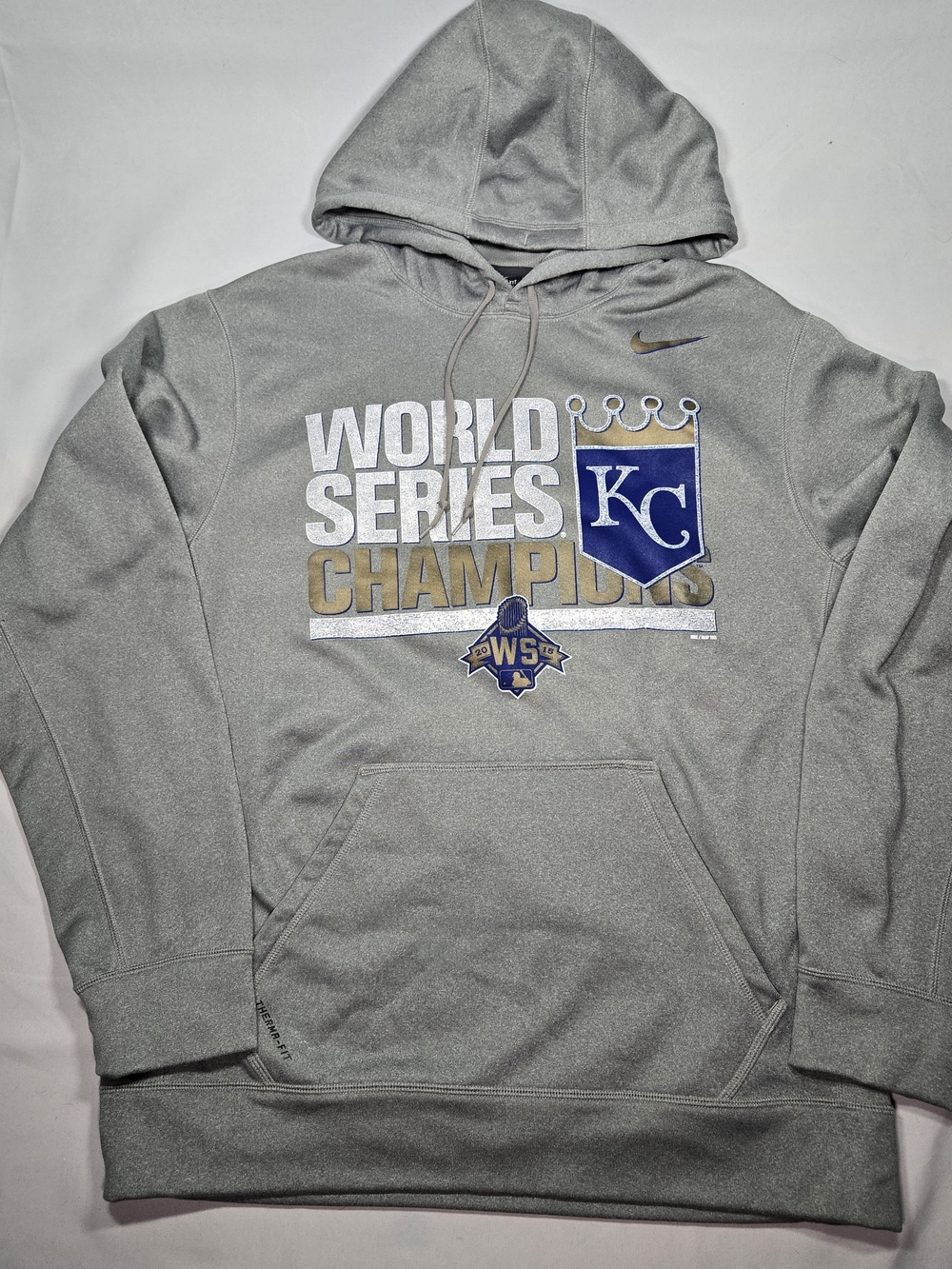 NIKE Kansas City KC Royals Therma Fit Hoodie Pullover World Series 2015 Mens M